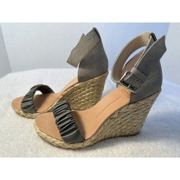 Dolce Vita Shoes - Dolce Vita Noor Espadrille Wedge Sandals 7.5 Light Gray Leather  Ankle Strap